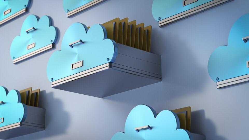 Cloud storage technology with drawer with files in cloud