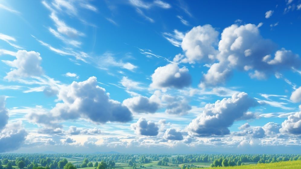 Photorealistic style clouds and meadow