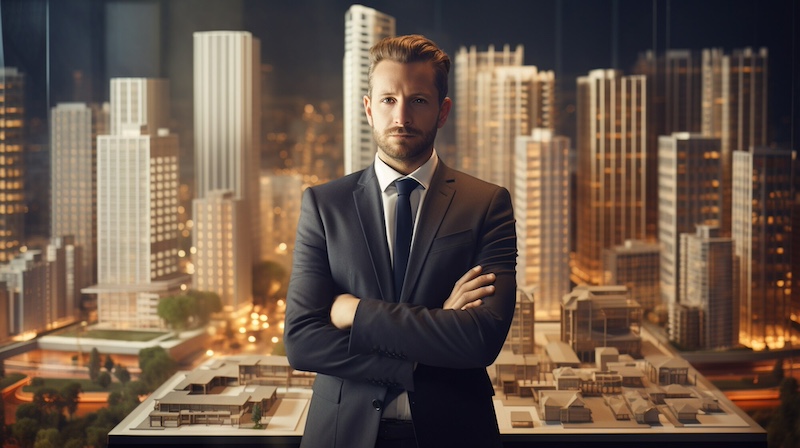 Medium shot man working as real estate agent