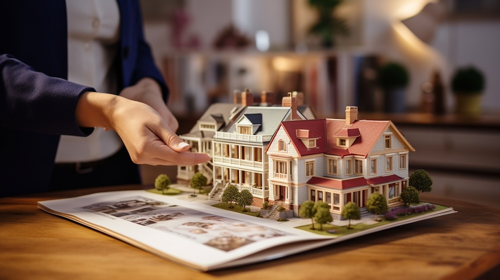 Side view woman working as real estate agent