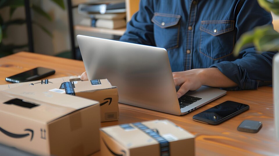 A man sits at a desk with a laptop