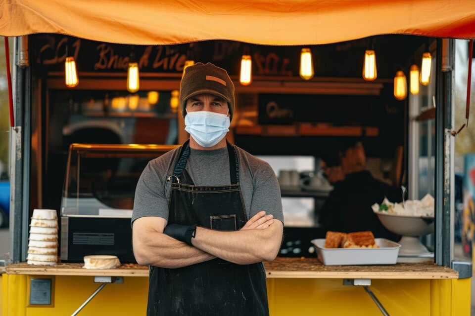 Food Truck Owner Wearing Protective Face Mask