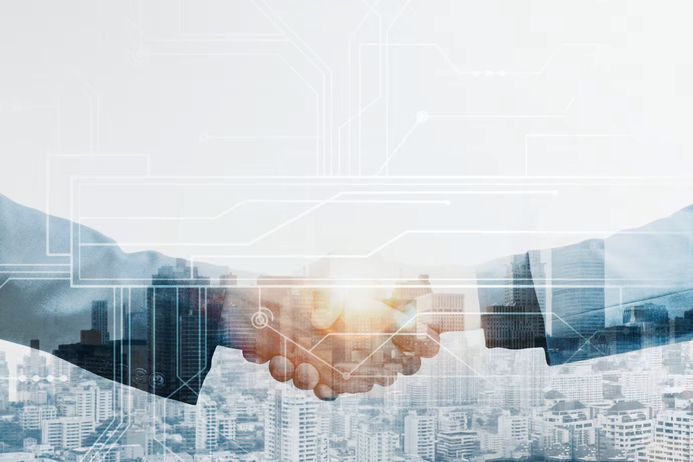 Business partners handshake global corporate