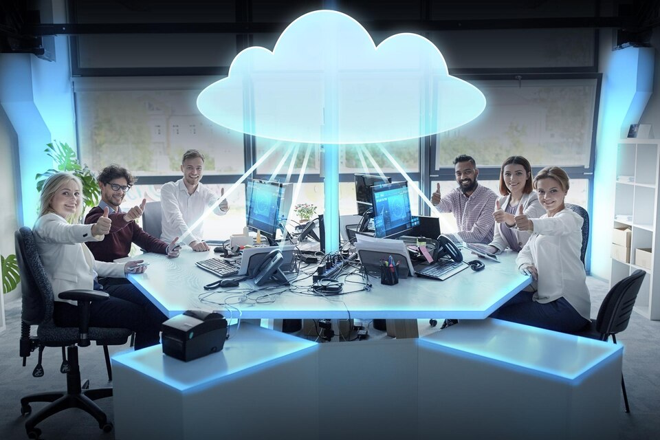 Cloud computing, future technology and people concept