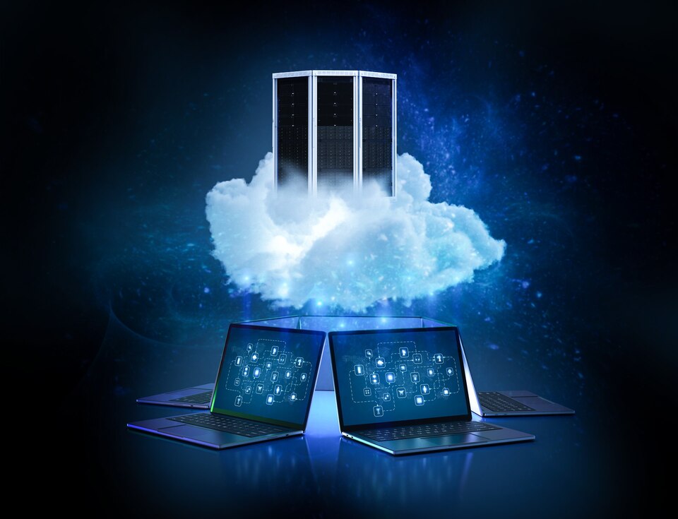 Cloud computing technology concept with 3d
