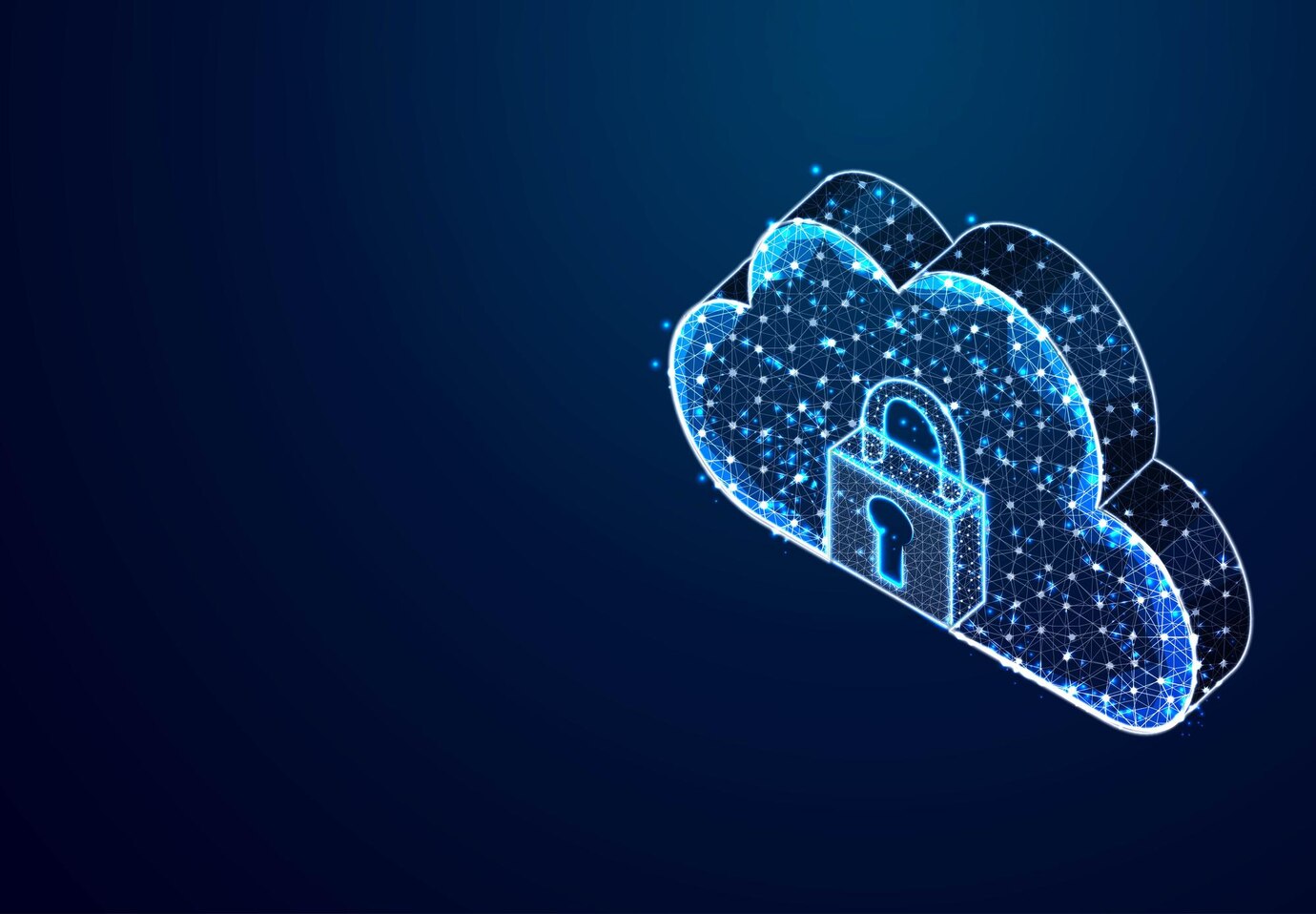 Padlock and cloud storage from lines and dot abstract