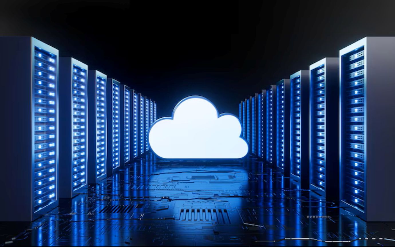 Cloud in the machine room cloud computing concept 3d rendering