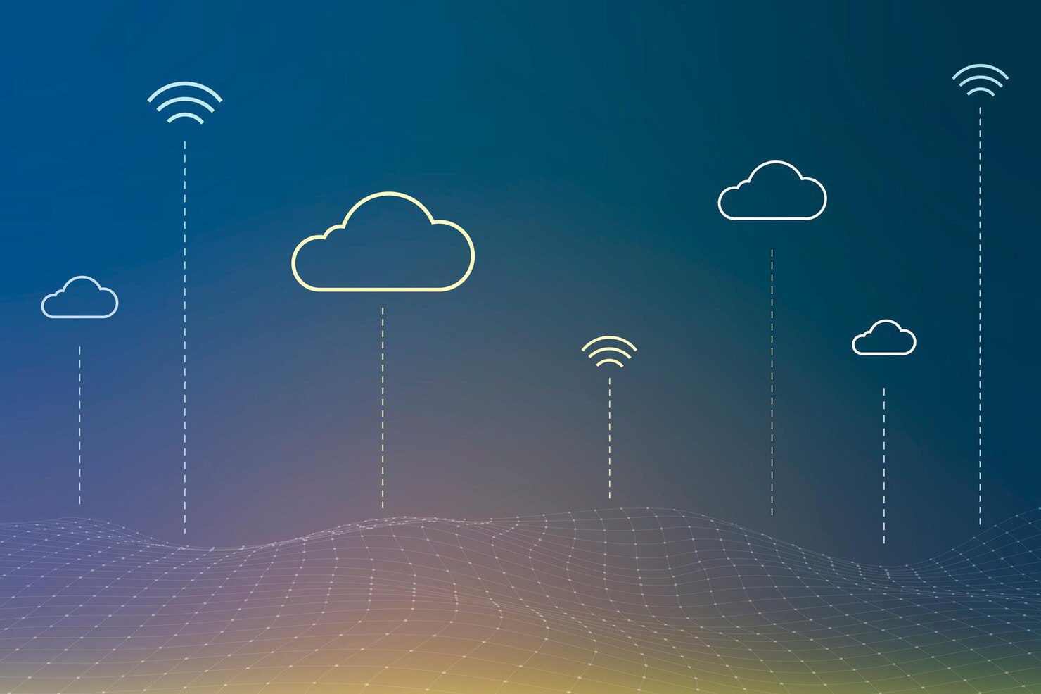 Cloud network system background vector for social media banner