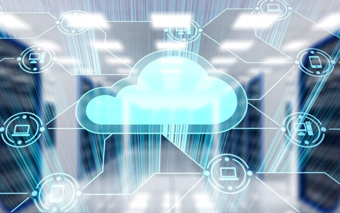 Cloud service icon with options and devices