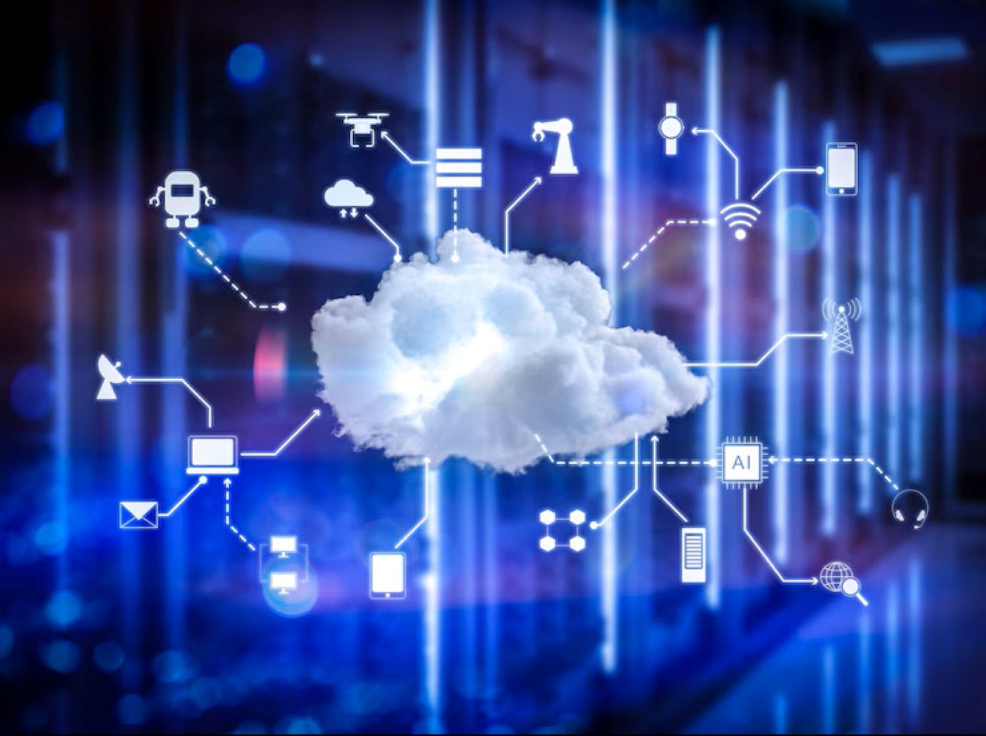 3d rendering cloud computing technology in server room