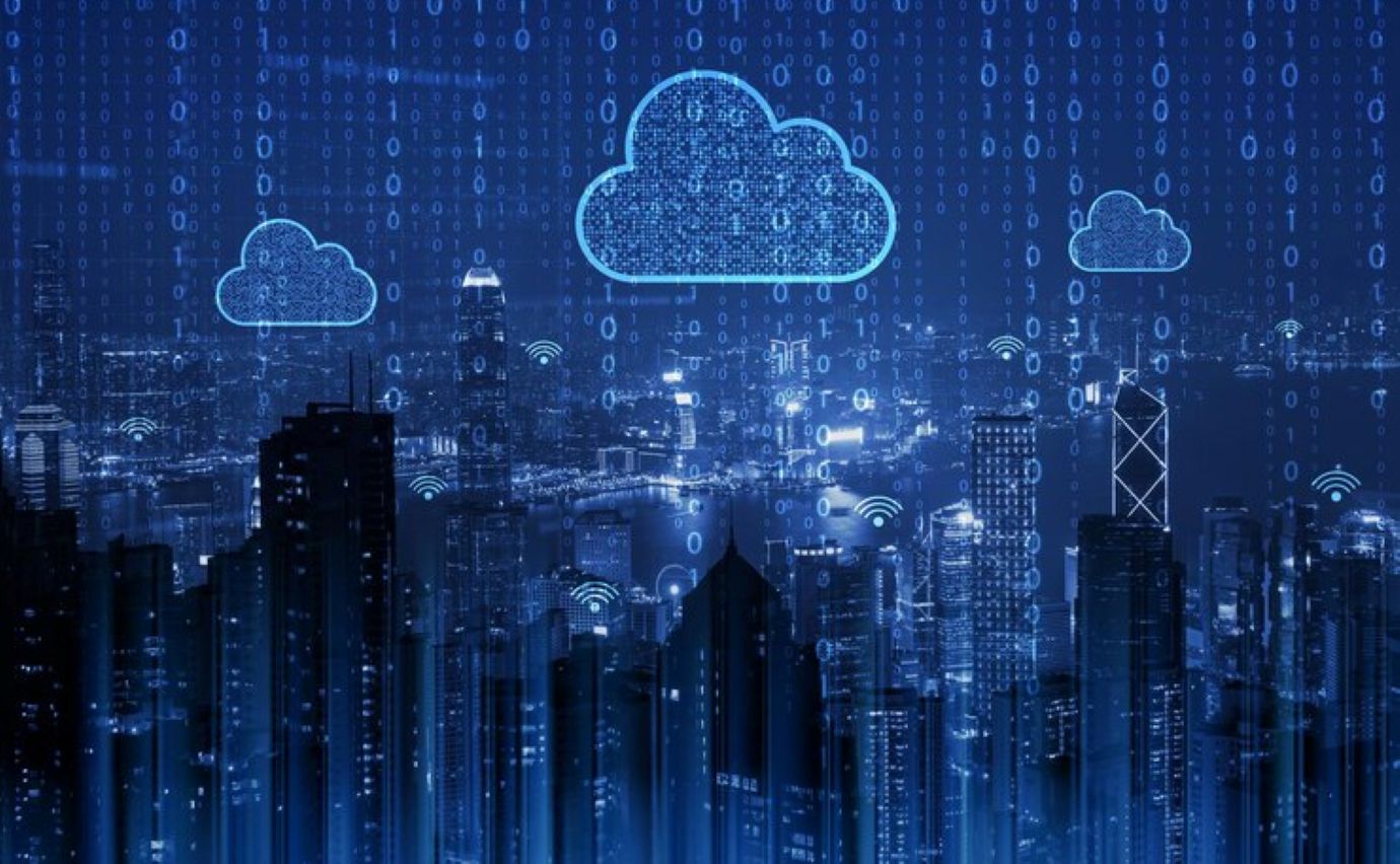 Cloud computing cityscape smart city big data exchange storage online